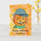 ハッピーハローウィンの孫の名前をカスタムする カード (黄色い花)