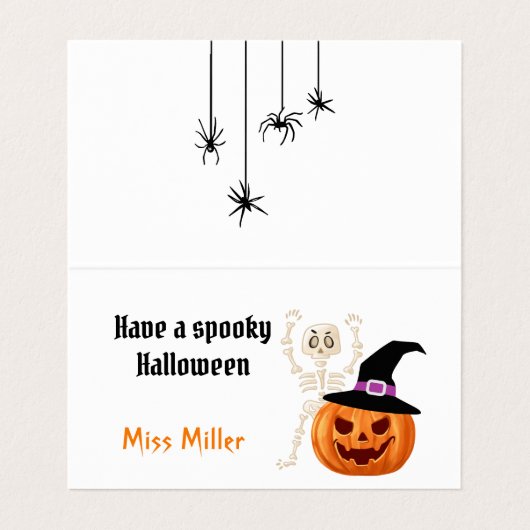 ハッピーハローウィンの小さなカードのトリックまたは治療 名刺 (内部フラット)