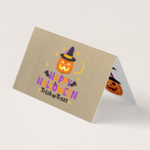ハッピーハローウィンの小さなカードのトリックまたは治療 名刺