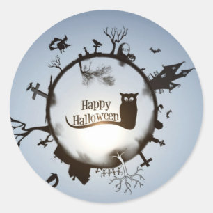 ハッピーハローウィンの挨拶 ラウンドシール