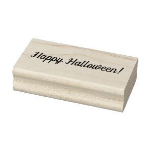 ハッピーハローウィンの木のブロックによって取付けられるゴム印 ラバースタンプ