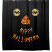 ハッピーハローウィンの目とカボチャの鼻 シャワーカーテン (正面)