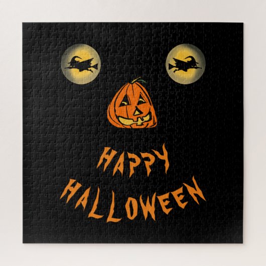 ハッピーハローウィンの目とカボチャの鼻 ジグソーパズル (縦)