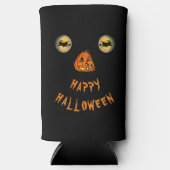 ハッピーハローウィンの目とカボチャの鼻 スリム缶クーラー (正面)