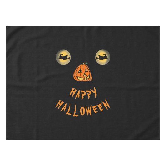 ハッピーハローウィンの目とカボチャの鼻 テーブルクロス (正面(横))