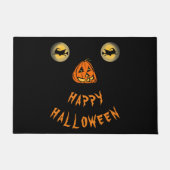 ハッピーハローウィンの目とカボチャの鼻 ドアマット (正面)