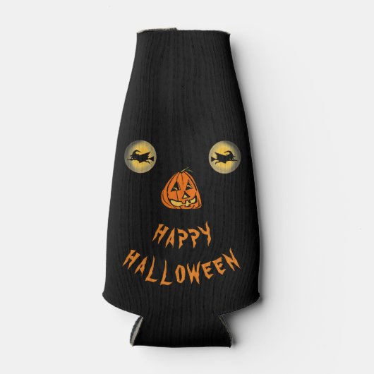 ハッピーハローウィンの目とカボチャの鼻 ボトルクーラー (正面)
