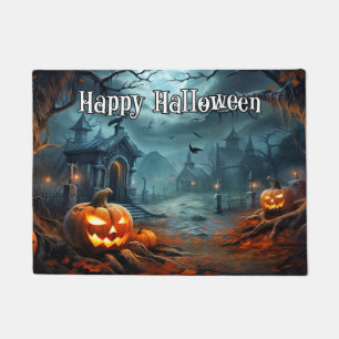 ハッピーハローウィンの知れない不気味かぼちゃ ドアマット