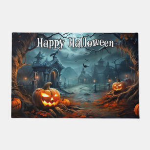 ハッピーハローウィンの知れない不気味かぼちゃ ドアマット