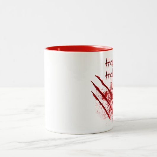 ハッピーハローウィンの血の傷 ツートーンマグカップ (中央)
