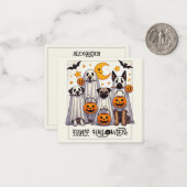 ハッピーハローウィンの衣装を着た幽霊犬 ノートカード (正面/裏面インサイチュ)
