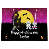 ハッピーハローウィンの衣装パーティーミイムピンク ラージペーパーバッグ (正面)