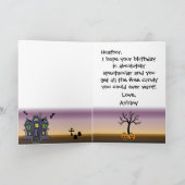 ハッピーハローウィンの誕生日の挨拶状 カード (内部)