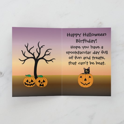ハッピーハローウィンの誕生日の挨拶状 カード (内部)