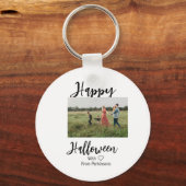 ハッピーハローウィンの追加ファミリー名photo black シンプル キーホルダー (裏面)