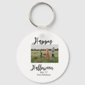 ハッピーハローウィンの追加ファミリー名photo black シンプル キーホルダー (裏面)