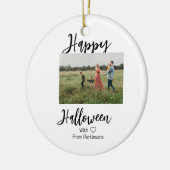 ハッピーハローウィンの追加ファミリー名photo black シンプル セラミックオーナメント (左)