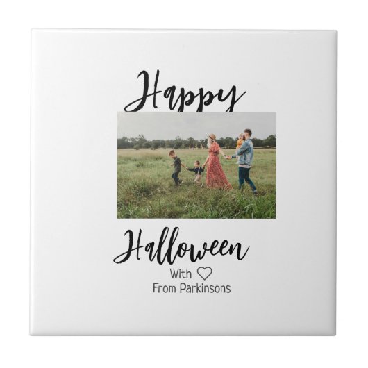 ハッピーハローウィンの追加ファミリー名photo black シンプル タイル (正面)