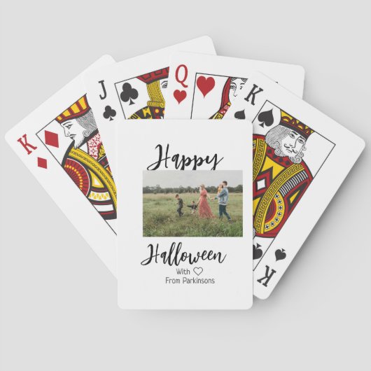 ハッピーハローウィンの追加ファミリー名photo black シンプル トランプ (裏面)