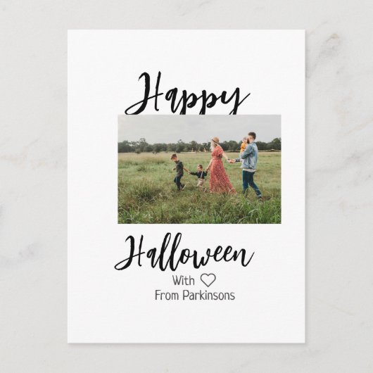 ハッピーハローウィンの追加ファミリー名photo black シンプル ポストカード (正面)