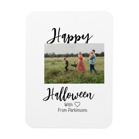 ハッピーハローウィンの追加ファミリー名photo black シンプル マグネット (縦)