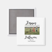 ハッピーハローウィンの追加ファミリー名photo black シンプル マグネット (正面/裏面)