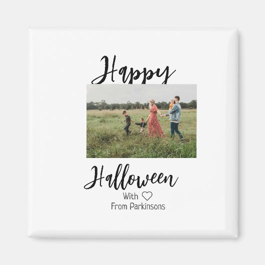 ハッピーハローウィンの追加ファミリー名photo black シンプル マグネット (正面)