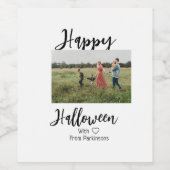 ハッピーハローウィンの追加ファミリー名photo black シンプル ワインラベル (シングルラベル)