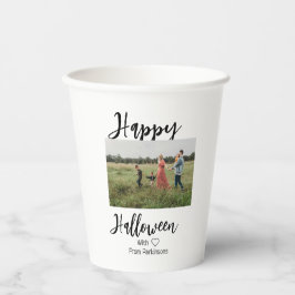 ハッピーハローウィンの追加ファミリー名photo black シンプル 紙コップ