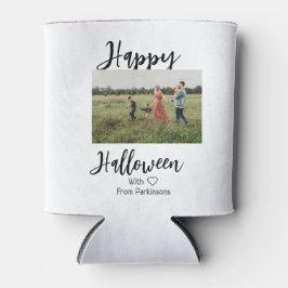 ハッピーハローウィンの追加ファミリー名photo black シンプル 缶クーラー