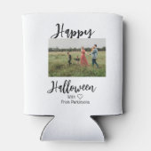 ハッピーハローウィンの追加ファミリー名photo black シンプル 缶クーラー (裏面)