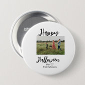 ハッピーハローウィンの追加ファミリー名photo black シンプル 缶バッジ (正面&裏面)