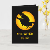 ハッピーハローウィンの魔女がグリーティングカードに入っている カード (黄色い花)