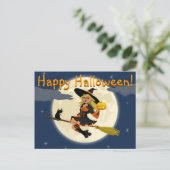 ハッピーハローウィンの魔法使いの郵便はがき ポストカード (スタンド正面)