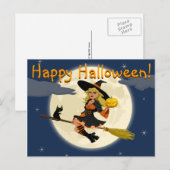 ハッピーハローウィンの魔法使いの郵便はがき ポストカード (正面/裏面)