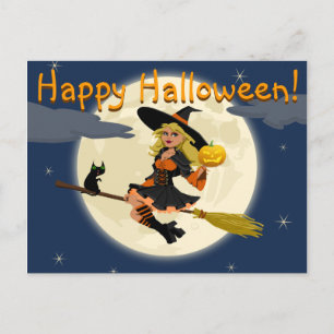 ハッピーハローウィンの魔法使いの郵便はがき ポストカード
