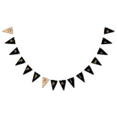 ハッピーハローウィンの魔法使いの黒およびモモの旗 バンティングフラッグ (全)