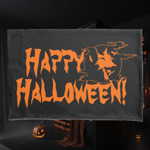 ハッピーハローウィンの黒いおよびオレンジ枕箱 枕カバー