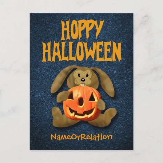 ハッピーハローウィンはがきBunny Jack-o-Lantern ポストカード (正面)