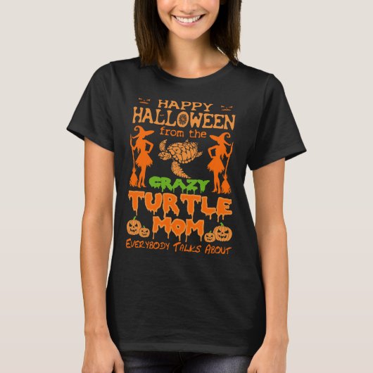 ハッピーハローウィンは熱狂するタートルママ Tシャツ (正面)
