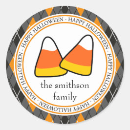 ハッピーハローウィンアーガイルキャンディーコーン（ブラック/オレンジ） ラウンドシール