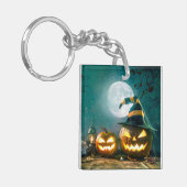 ハッピーハローウィンアートおもしろいハロウィーンのカボチャのちょうちんハロウィーン キーホルダー (正面左)