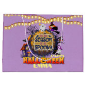 ハッピーハローウィンイズシーズ不気味ンお祝いMed ラージペーパーバッグ (裏面)