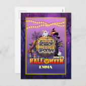 ハッピーハローウィンイッツシーズ不気味ンお祝い シーズンポストカード (正面/裏面)