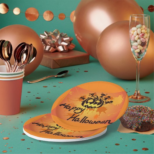 ハッピーハローウィンイラストレーション ペーパープレート