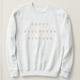 ハッピーハローウィンウィッおもしろいチズシックホワイト&オレンジ スウェットシャツ