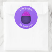 ハッピーハローウィンウィッチカルドロパーソナライズされた ラウンドシール (バッグ)