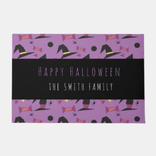 ハッピーハローウィンウィッチキャンディパターン名の書式 ドアマット