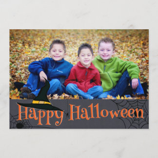 ハッピーハローウィンウィッチズハットフォトカード カード