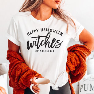 ハッピーハローウィンウィッチズブラックスクリプトカスタムシティ トライブレンドTシャツ